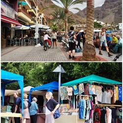 Unten Markt, oben Cafés am Strand