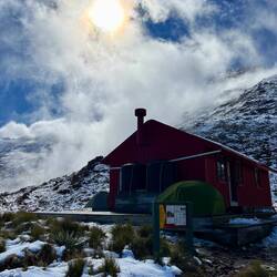 In de sneeuw! Brewster Hut