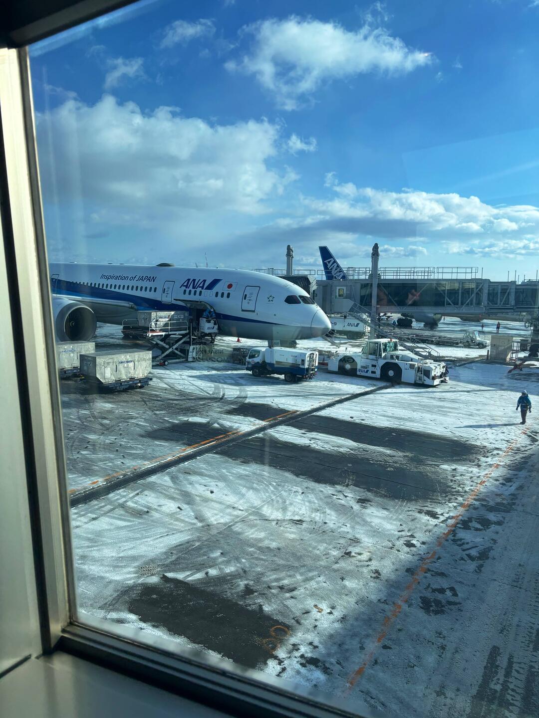 Boarding our flight from Sapporo