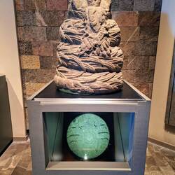 Feathered serpent sculpture in the National Archeological Museum