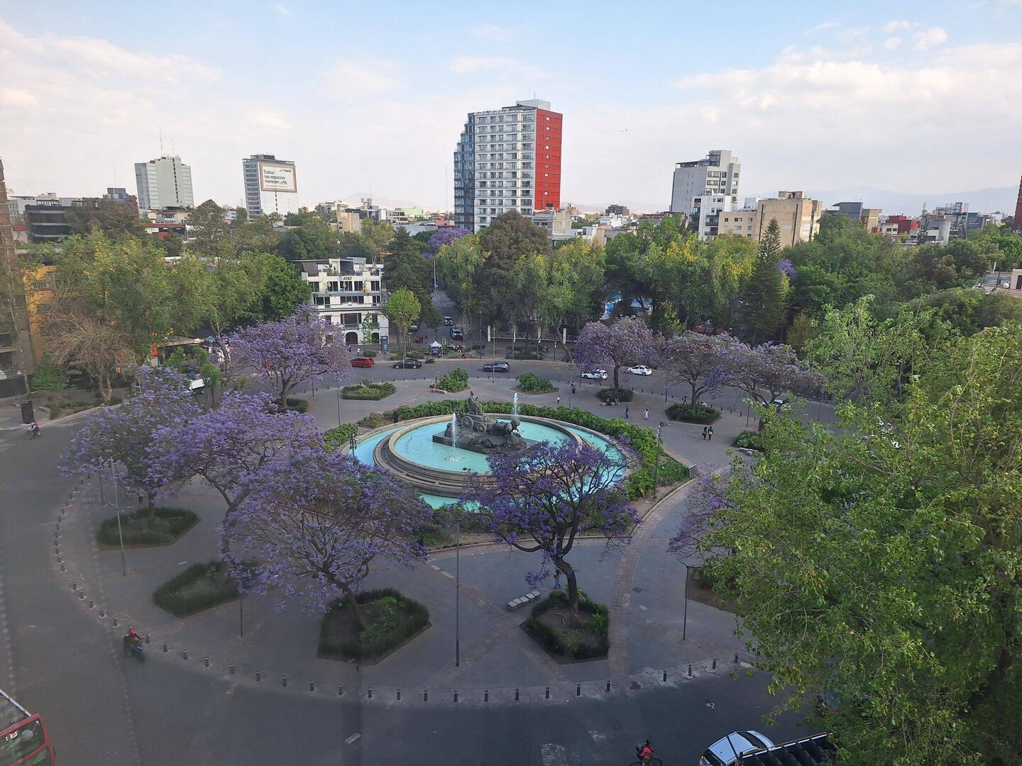 View of the Cibeles Fountain from our Airbnb