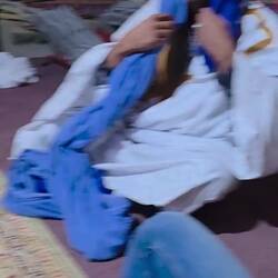 Moustapha teaching me how to tie the turban he has just given me