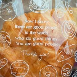 A nice sentiment on the pastry they gave us