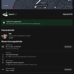 Das Uber Taxi ist bestellt