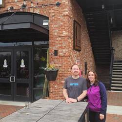 Break from biking at brewery