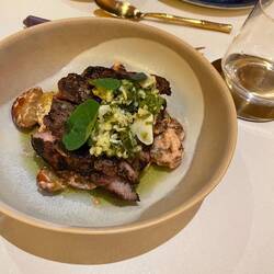 Pork with scallion salsa