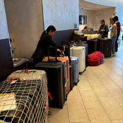 The front desk was busy organising everyone's luggage to the next destination