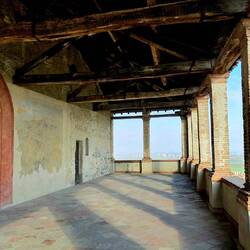 On the terrace of Golden Chamber, Torrechiara.