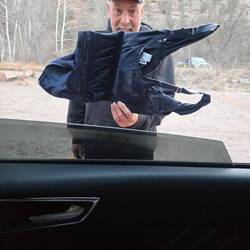 So funny, we woke up in the morning, and our bathing suits were frozen to the boat.