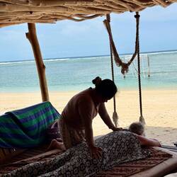 Massage in our cabana. Dale's first massage