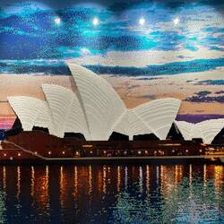 Ein Legobild der Oper im Legoshop...