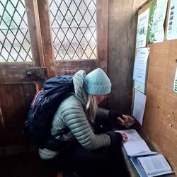 Collecting possibly the largest stamp on the whole Camino to Santiago