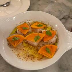 Scallop with zatar or sumac and persimmon