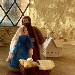 Knitted nativity scene