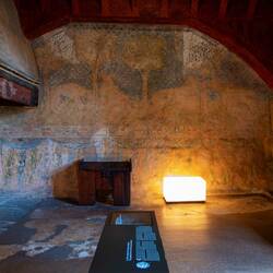 The Camera Domini (Lord's Bedroom) is decorated with 14th century murals — Château de Chillon.