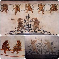 Bernese bears decorate the walls of the room that is now the Château de Chillon gift shop.