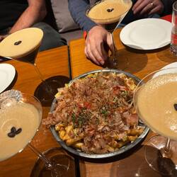 Expresso martini's with okonomiyaki fries. 😋