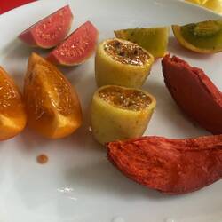 Assorted tropical fruits.