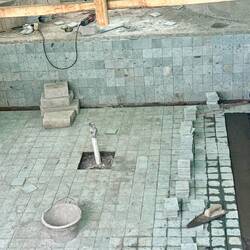 We've been watching these guys building this pool for ages. All done by hand, inc digging the hole!