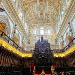 Choir area also has intricate ceiling decor