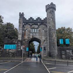 Modern Art Museum entrance to large green space