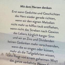 ... das Herz wieder gerade richten, wenn wir den eignen Melodien nicht mehr hilflos taub entfliehen