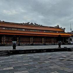 Thai Hoà Palace - the Throne Palace. All gold inside, 3 steps up to the throne