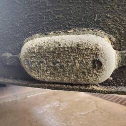 The used anode, designed to slow the rusting of the steel hull.