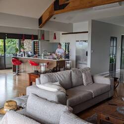 Katja making us supper in her beautiful kitchen/dining room/ living room.