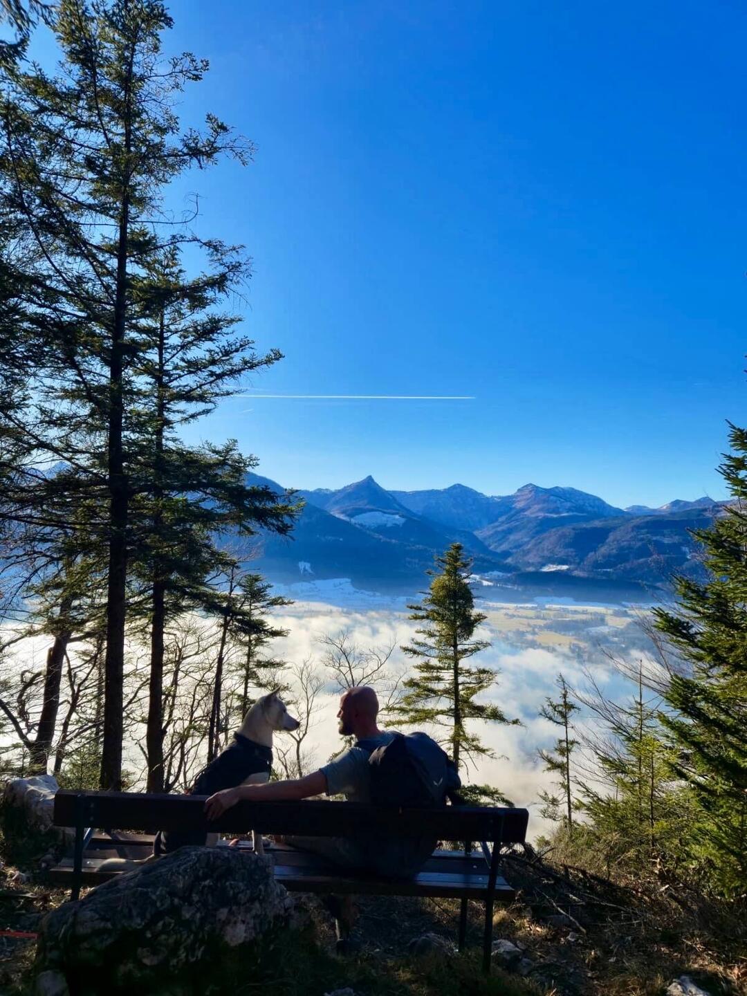 Oberhalb der letzten Nebelfetzen über dem Wolfgangsee..