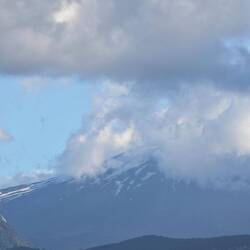 erster Blick auf den Vulkan Villarica