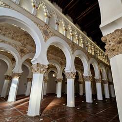 Synagogue of Santa Maria, built by Muslim workers around 1200, so it looks Moorish