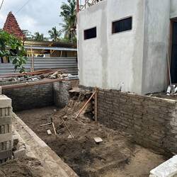 Pool building at Turtle Point. Note the excavation has been done manually with shovels! No excavator