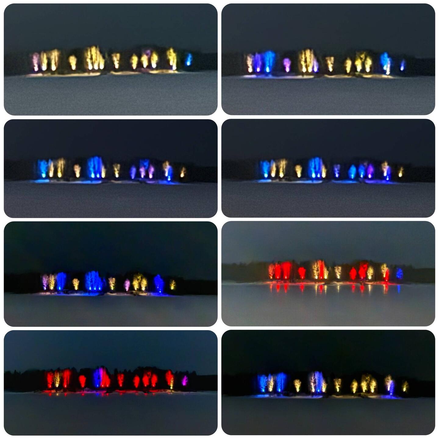 Gestern Abend; Insel Gråsjälören Luleå in verschiedenen Beleuchtungen