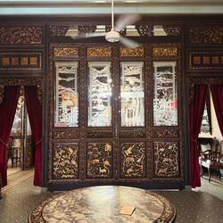 Ornate screen, traditional Peranakan house. The furthest a young lady (nyonya)could go unaccompanied