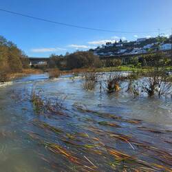 Der Odeleite führt immer noch Hochwasser.