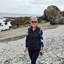 Down on the beach.