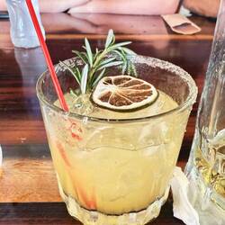 Guado Sour ... similar to a margarita but sugar on the rim. Refreshing!