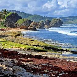 Bathsheba is known for its scenery, coral rock formations, & . . .