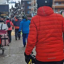 The chaos of dodging the skiers