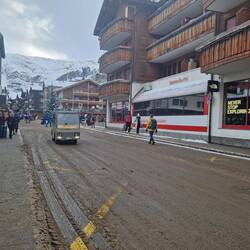 The mini trucks taking skiers to the slopes