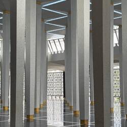 National Mosque. Geometric lines in white. Cool, calm, tranquil.