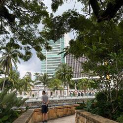 KL is a city of contrasts - glass office buildings, ancient mosque, jungle greenery