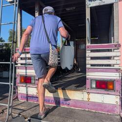 Followed by a more traditional vehicle for the last leg