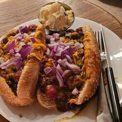 Tim's wife Shirley made some awesome chili dogs!