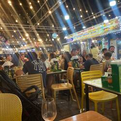 Busy night market selling lots of seafood