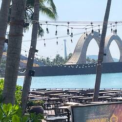 Gondola across ocean to island. Apparently longest in the world