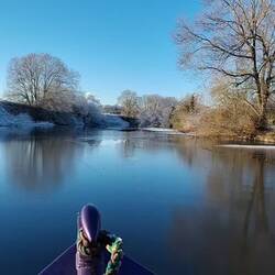 The first stretch of ice we encountered just downriver of Anderton Boat Lift