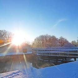 Sun setting over Saltersford Lock