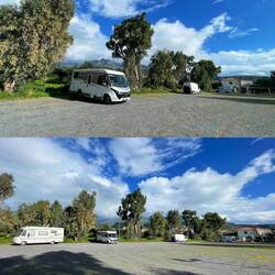 ..ein Schotter-Parkplatz, auch gut wenn der angekündigte Regen kommt